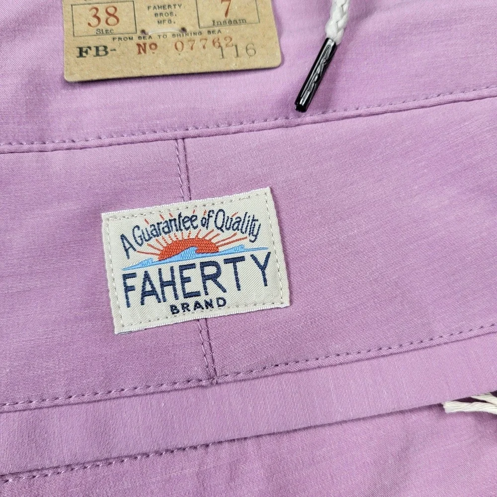 Faherty All‎ Day Shorts Mens 38 Pink Chino Stretch Microfiber 7 Inseam Casual